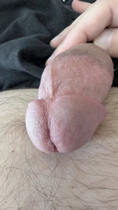 The head of my cock goes past and completely covers my bellybutton