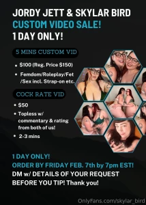Jordyjett and i are offering you a custom deal once again as we ll be