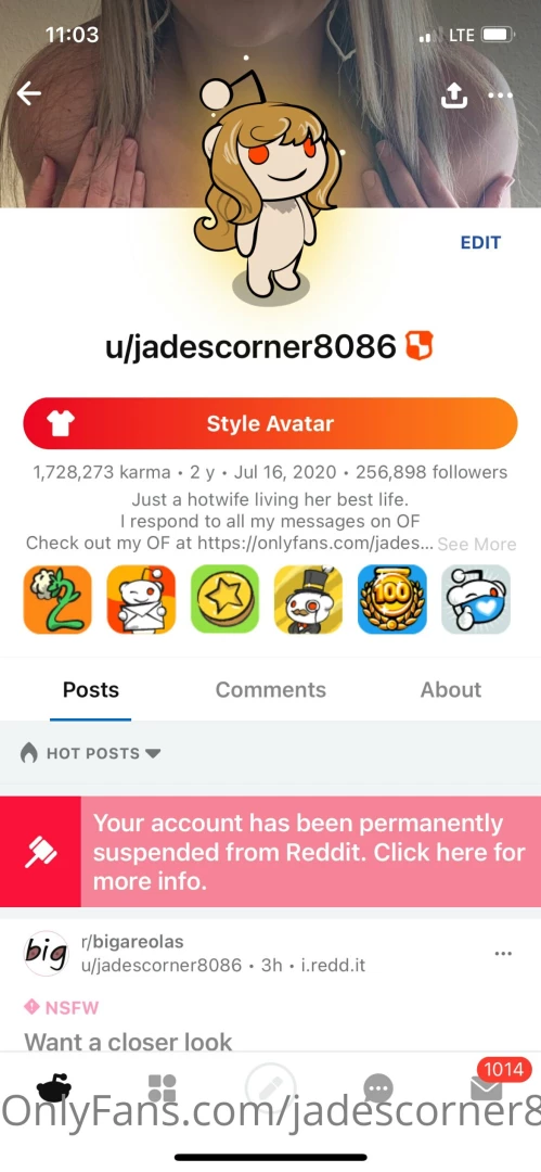 If you follow me here my account was banned for posting a picture of 