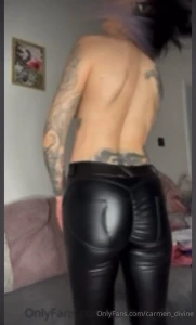 Fucking my tight pussy without taking my latex trousers off just the