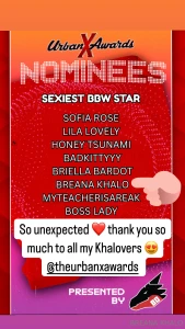 Hey babe thank you so much you helped me get nominated for another part 4