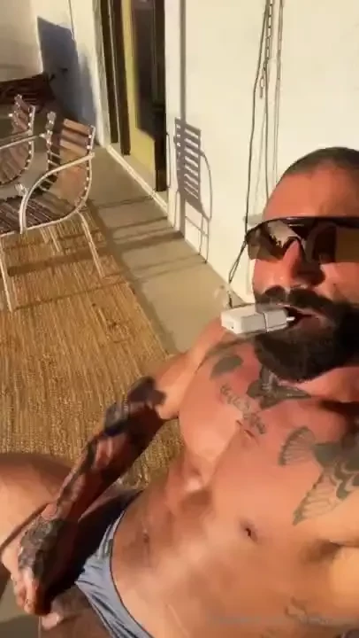 Much needed sun and cum after yard work 
