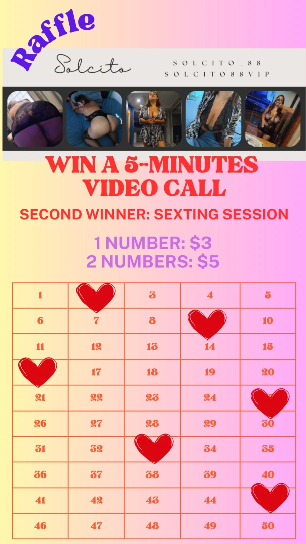 Hello honey i m doing a raffle with two super prizes a video call and 