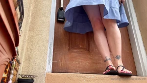 catprincessfeet - Rubber thong sandal show and dangles summer dress red toes semi dirty part 1 