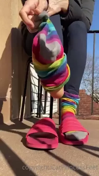 Sock removal and dangle slow motion happy sunday 
