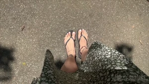 Dirty feet summer dress flip flops tease hungaian milf feet playground