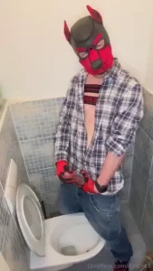 Horny boy in the school toilet