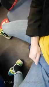 I got horny on the train and was touching my cock because i wanted to