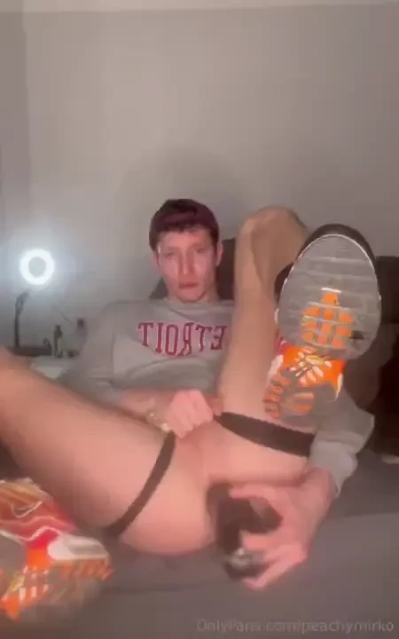 Exquisite pleasure with a bog black dildo in my ass that makes me wet 
