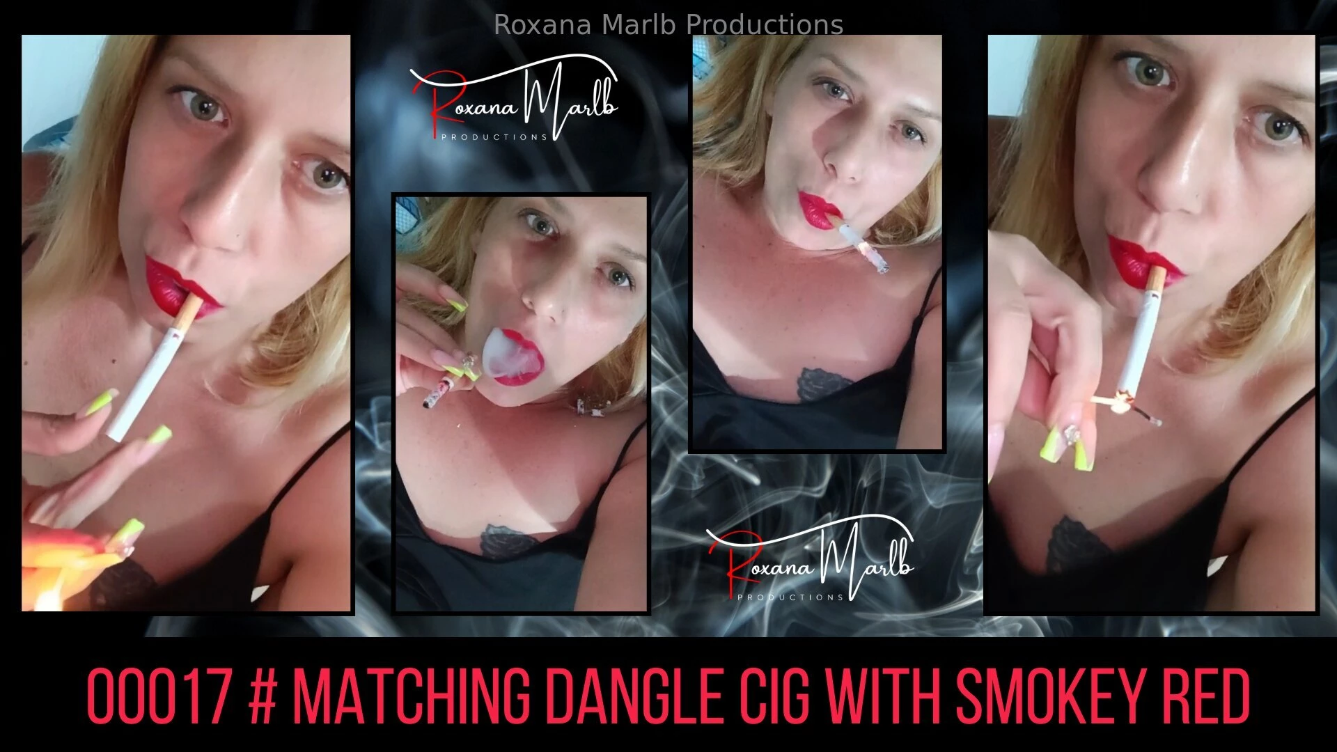 00017 matching dangle cig with smokey red makeup a black nightgown and part 1 