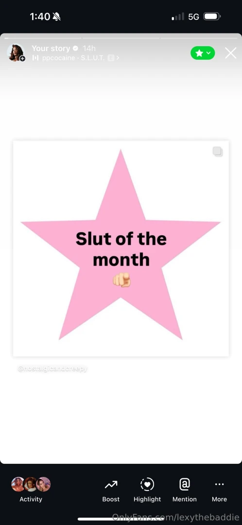 My screenshot from instagram story i think my vip fans page is my fav 