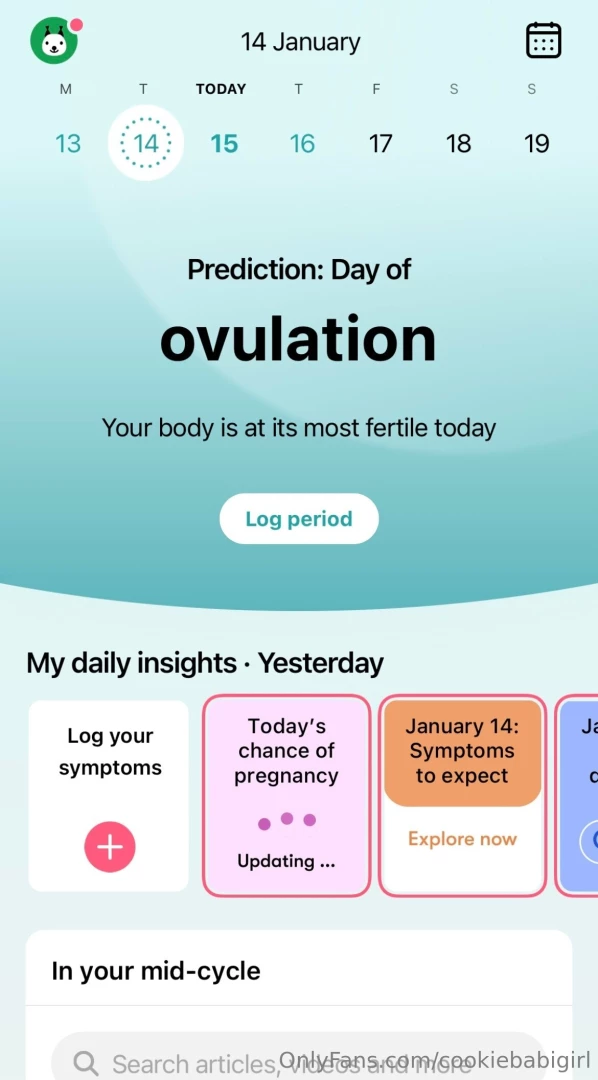 I started ovulating yesterday hehe can t wait to get horny with you 