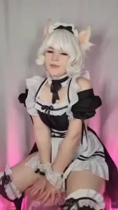 Maid kitten enjoys their new grinder