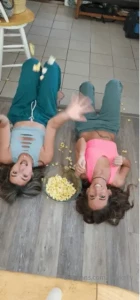 We re here for our movie night sleepover we brought popcorn and sass i