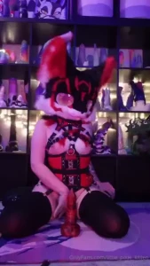 Using 3 fantasy toys and my vibrator while wearing my fursuit koji