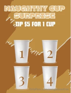Naughty mystery cup pick a cup take a chance and get something very