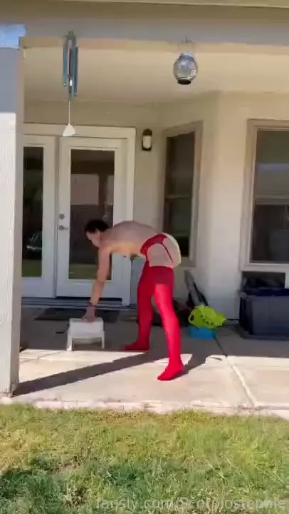 Pee piss standing up outside with my garterbelt and suspenders on and 