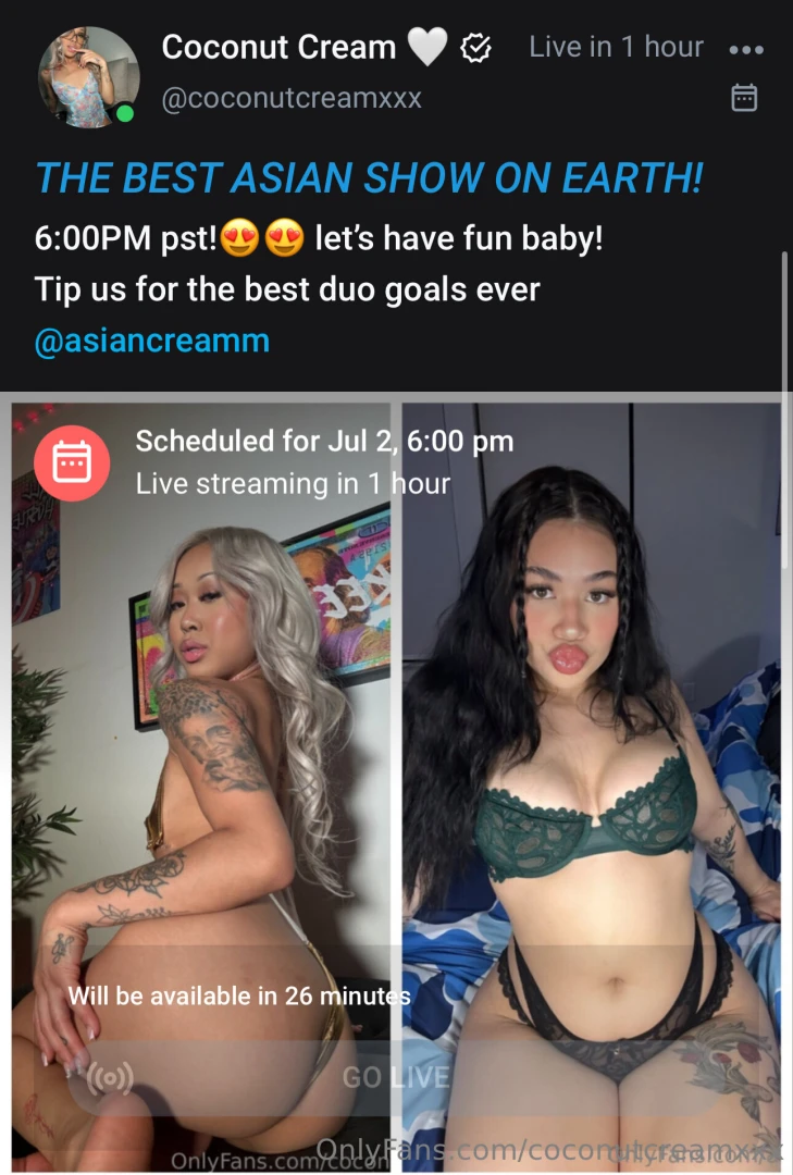 Live 1 hour away whos ready for come make us squirt 6 00pm mst 
