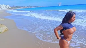 I get this brazilian babe doing hot pranks on the beach i take her to