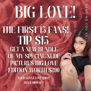 Big love hi loves let me spread the love for you the first 15 fans tip