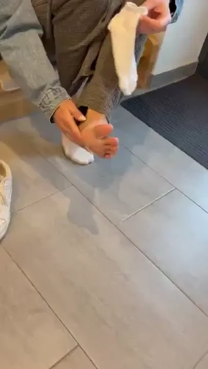 Today the other way around d put on socks and shoes instead of taking 