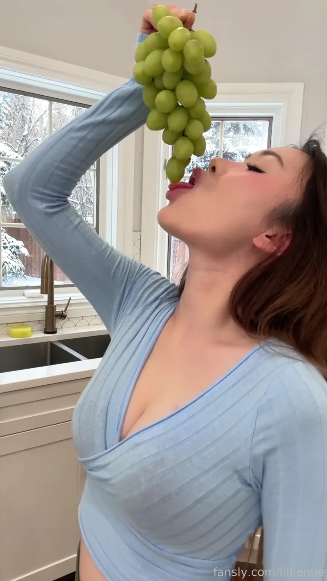 This is how i eat grapes asian egirl fyp brunette petite natural teen 