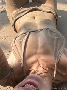 Morning at the beach when you re covered in sand the salt stings your