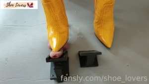 Yellow python boots pedalpumping shoejob bootjob