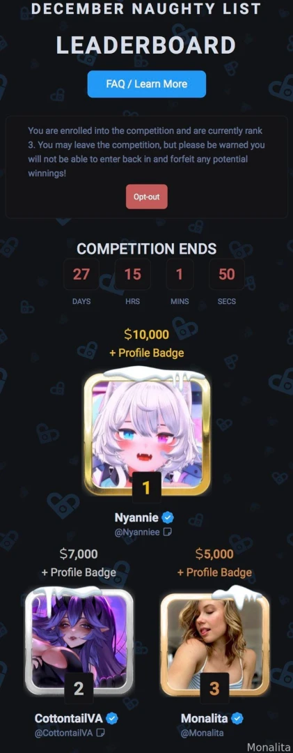 Fansly is organizing a creator competition during december and i m so 