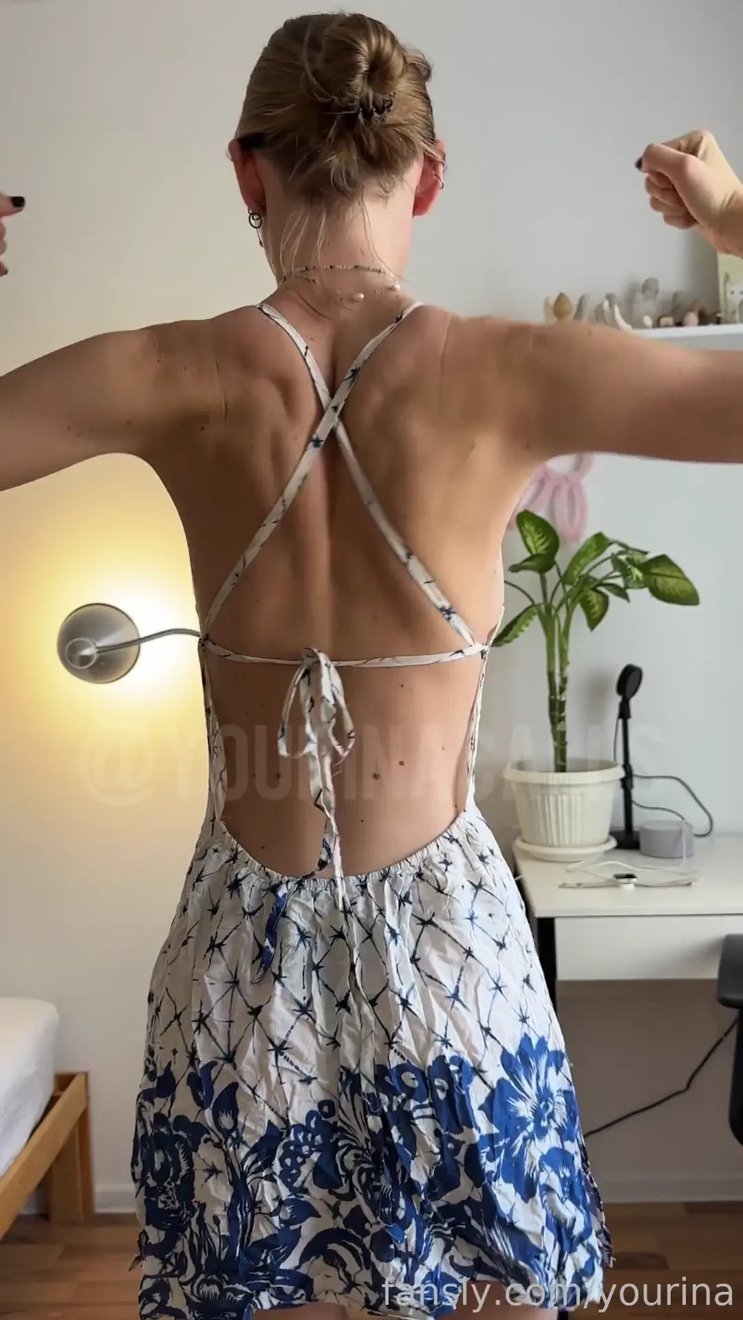 Trying to show off my freshly grown because of gym and rock climbing 