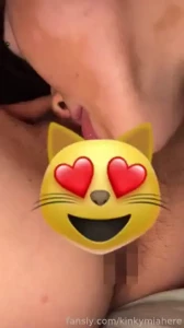 First close up of my girl eating my pink juicy hairy pussy she made me