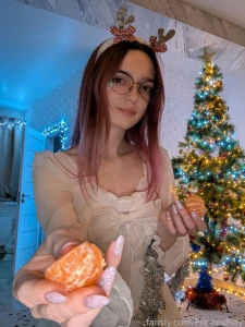 Mandarins taste sweeter by the christmas tree don t you think cozy