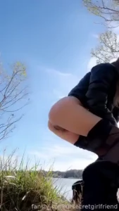 New vid peeing in public in my sexy black see through leggings