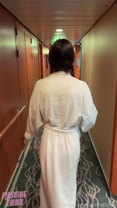 Surprising a stranger with a naked handstand to make his night public