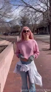 Flashing in santa fe i love that my new pink sweater matches my hair