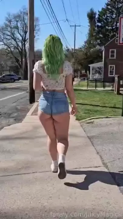 Walking off that big vegan double cheeseburger fyp walk bootyshorts 