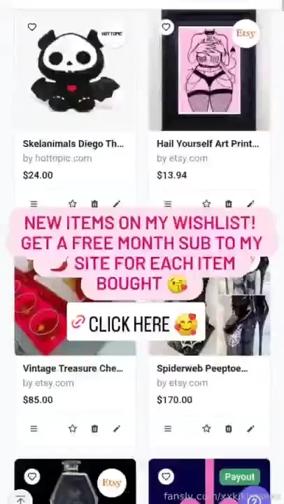 New items have been aded to my wishlist get a free month subscription 