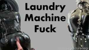 Latex doll gets machine-fucked in the laundry latex rubber bondage