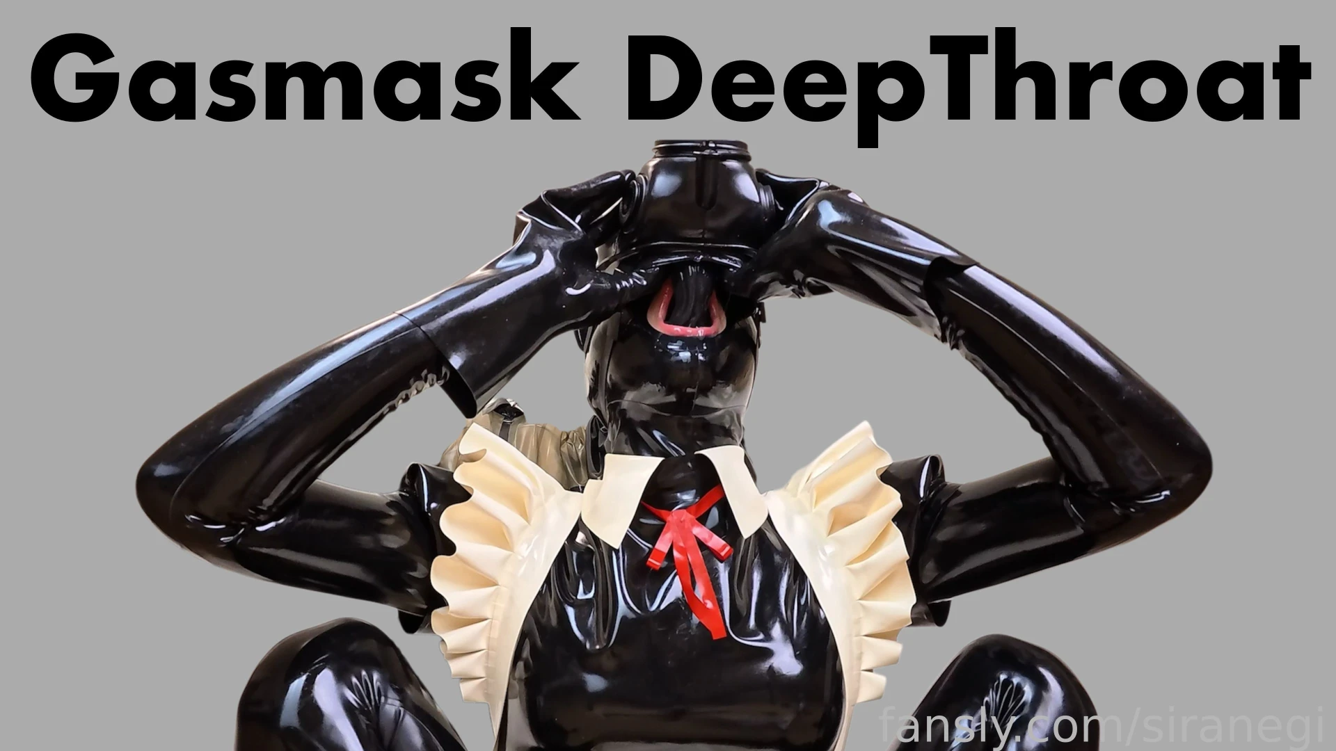 Deepthroat-loving latex maid puts up with it by sucking on a dildo 