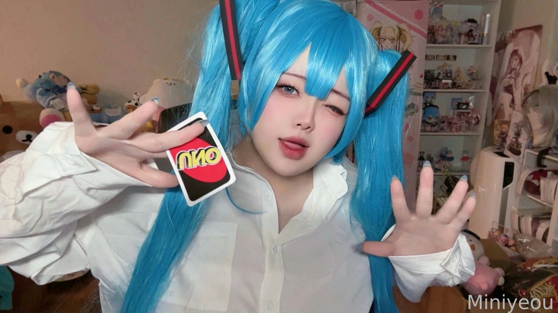 Nice try did you want to play uno with me cosplay miku from mimukauwa part 1 