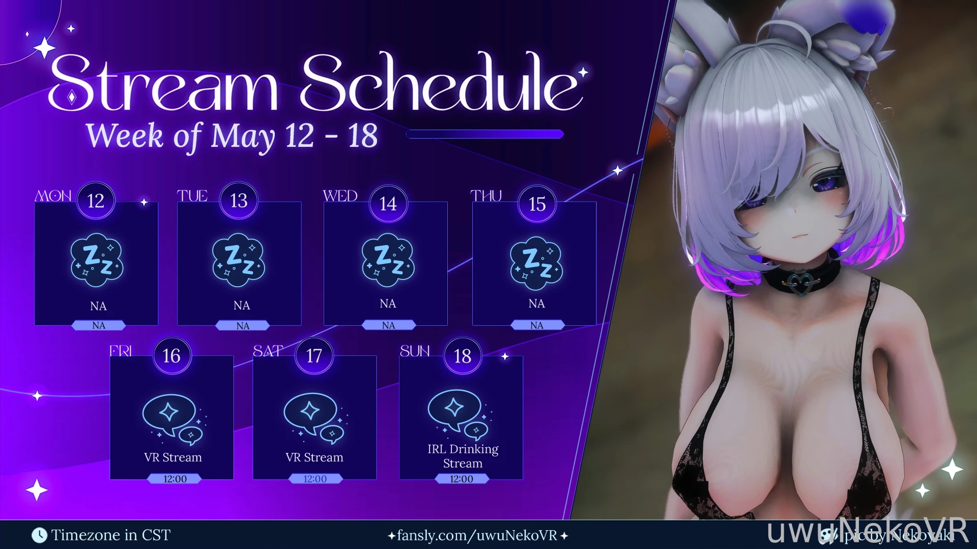 This weeks stream schedule 12-18 05 25 timezone in cst 