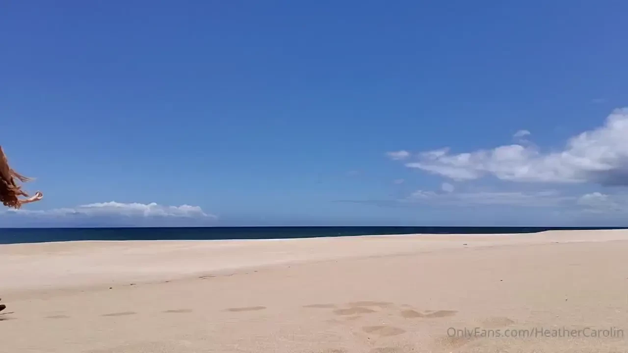 New video micro thong one-piece on the beach being silly half naked in 