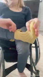 Putting on socks is easy paraplegic wheelchair disability devotee sexy