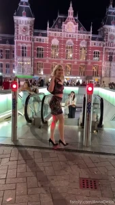 The entrance to my subway is open blondhair fyp heels skirt legs alt