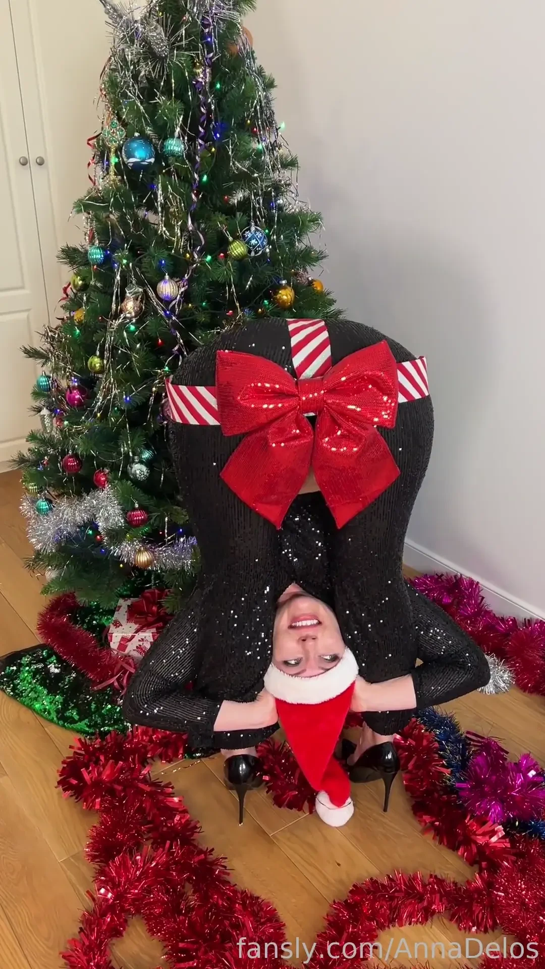 I ll only be wearing a bow today fyp flexible stretching blonde milf 