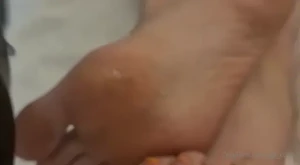 Abi dripping cum out of her shoe directly onto her sole before