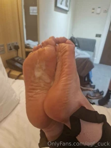 Massive load delivered to abi s feet after a session more to cum today part 1