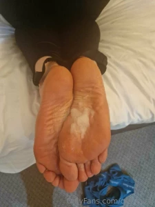 Massive load delivered to abi s feet after a session more to cum today part 4