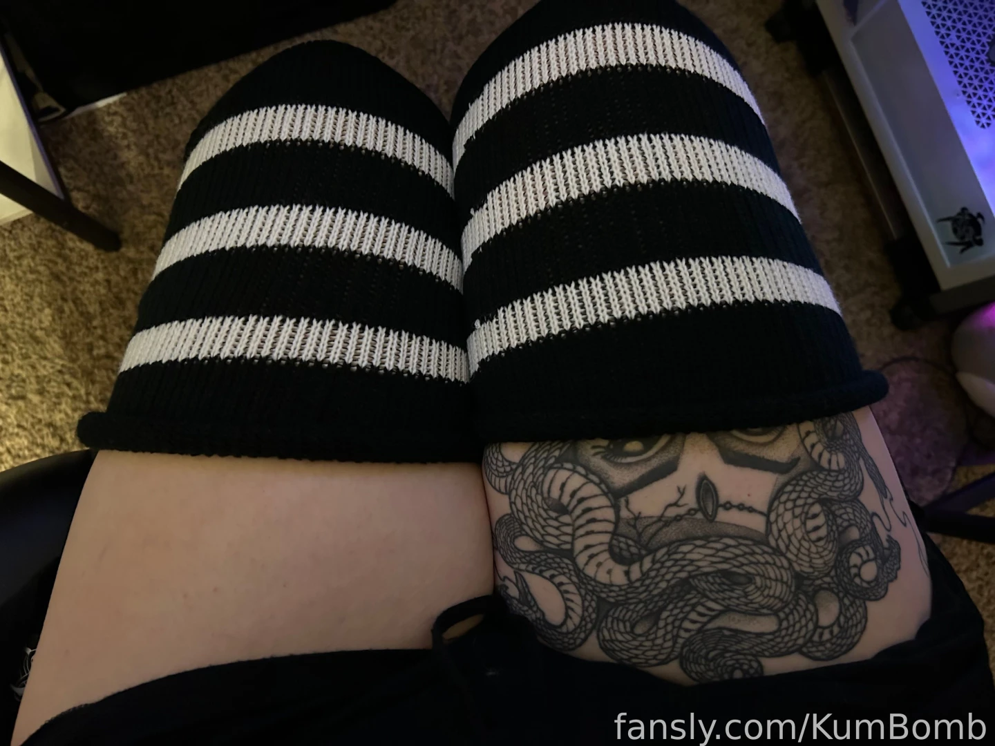 I present to you my thighs what shall you do you kiss them you slap em 