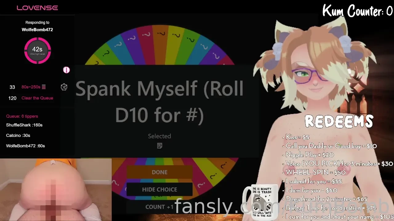 Vod from april 7th y all used the punishment wheel on me and would not 